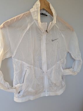 Nike White Sheer Packable Running Jacket